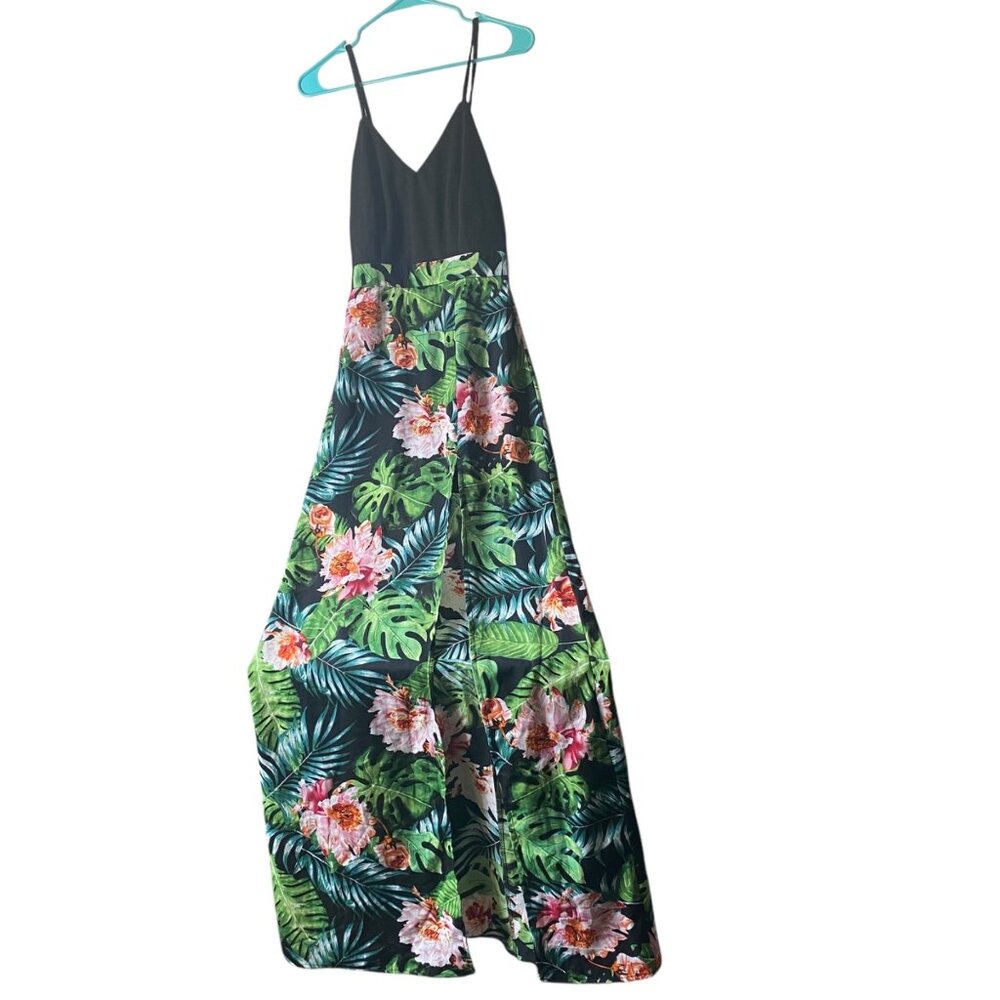 Girl In Mind Silkfred Farah Cami Split Maxi Dress Size 8UK /4US Tropical Floral